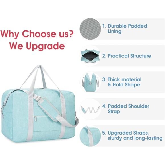 For Spirit Airlines Personal ItemBag 18x14x8 Foldable Travel DuffelBag Underseat - Picture 5 of 7